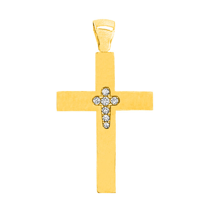 Ασημένιος (925) Σταυρός για Βάπτιση με πέτρες Zircon (Cz)